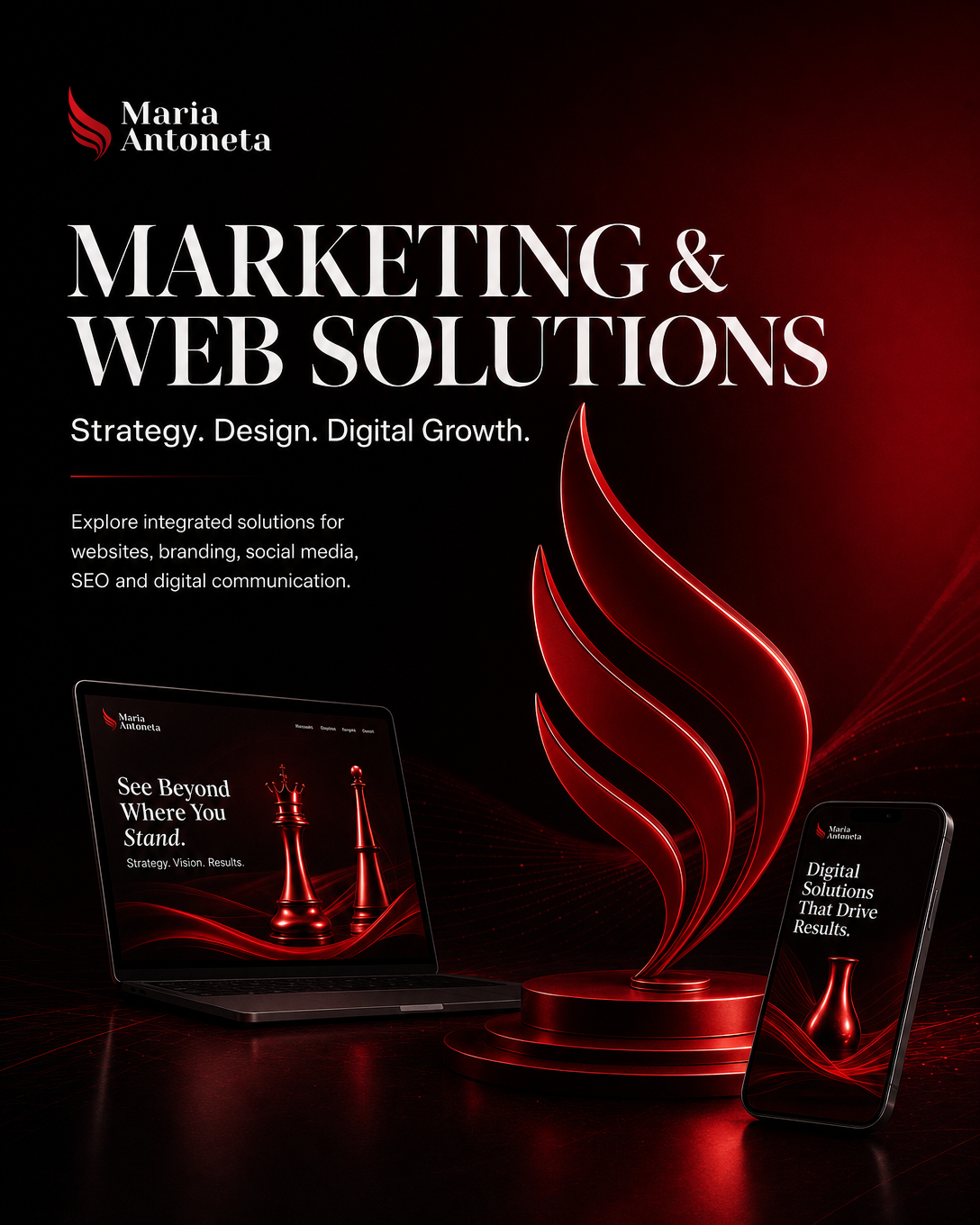 Maria Antoneta marketing and web solutions brochure poster