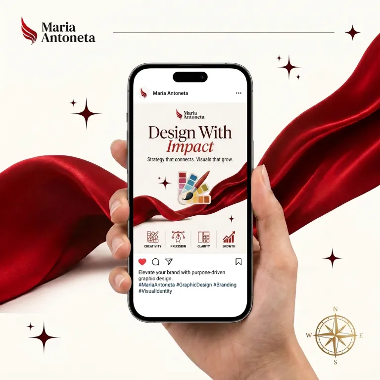 Graphic design concept displayed on a mobile screen