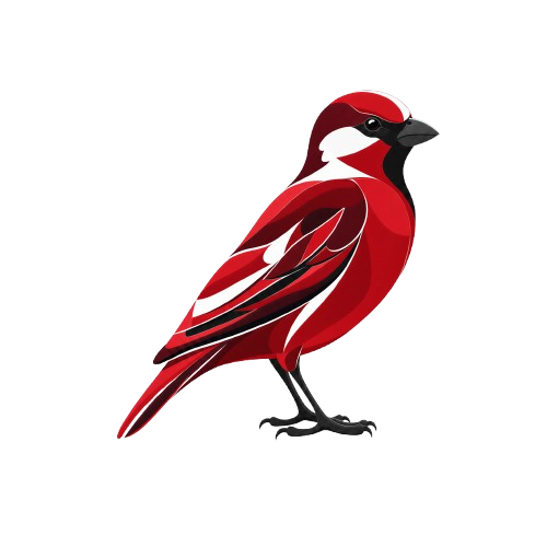Red stylized sparrow representing the first project idea
