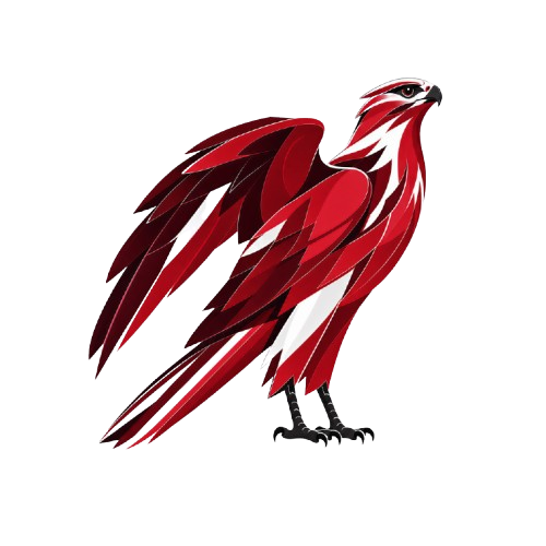 Red stylized hawk representing project strategy and direction
